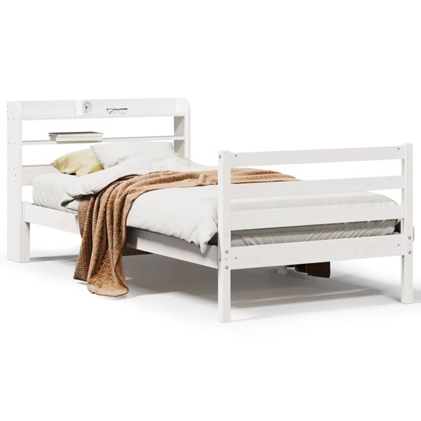 vidaXL Cadre de lit avec tête de lit sans matelas blanc 75x190 cm