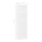 vidaXL Bibliothèque à 4 niveaux Blanc 40x24x142 cm Bois d'ingénierie