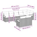 Ensemble de Canapé de Jardin 9 pièces avec coussins Beige Rattan Poly Acacia