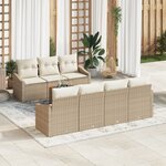 vidaXL Ensemble de canapés de jardin 8 pièces avec coussins beige en polyrotin