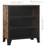 vidaXL Armoires de rangement 2 Pièces Marron 72x36x82 cm Métal et MDF
