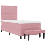 vidaXL Lit à Ressorts avec Matelas & Banc Rose 90x200 cm Velours