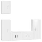 vidaXL Ensemble de meubles TV 5 Pièces Blanc brillant Bois d'ingénierie