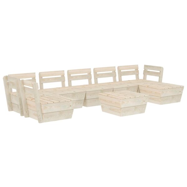 vidaXL Salon de jardin palette 8 Pièces Bois d'épicéa imprégné