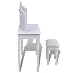 vidaXL Coiffeuse avec miroir et tabouret 2 tiroirs Blanc