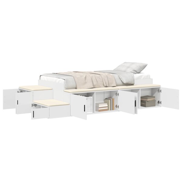 vidaXL Lit de Rangement Blanc 75x190 cm