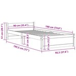 vidaXL Cadre de lit sans matelas bois massif 90x190 cm
