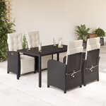 vidaXL Ensemble à manger de jardin coussins 5Pièces Noir Résine tressée