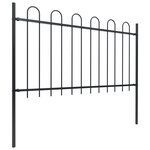 vidaXL Clôture de jardin avec dessus en cerceau Acier 11 9 x 1 m Noir