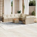 vidaXL Salon de jardin 11 Pièces avec coussins beige résine tressée