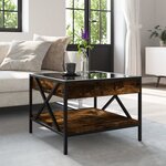 vidaXL Table basse avec LED Infinity chêne fumé 50x50x38 cm