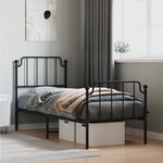 vidaXL Cadre de lit métal sans matelas avec pied de lit noir 80x200 cm