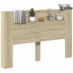 vidaXL Armoire tête de lit avec LED chêne sonoma 160x16 5x103 5 cm