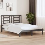 vidaXL Cadre de lit sans matelas gris 150x200 cm bois de pin massif