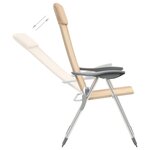 vidaXL Chaises de camping pliables 2 Pièces Crème Aluminium