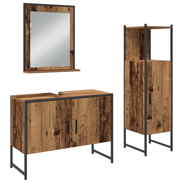 vidaXL Set de meubles de salle de bain 3 pièces en bois vieilli et en bois d'ingénierie