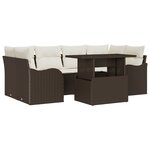 Ensemble de Canapés de Jardin de 7 Pièces avec Coussins Marron Rotin Poly
