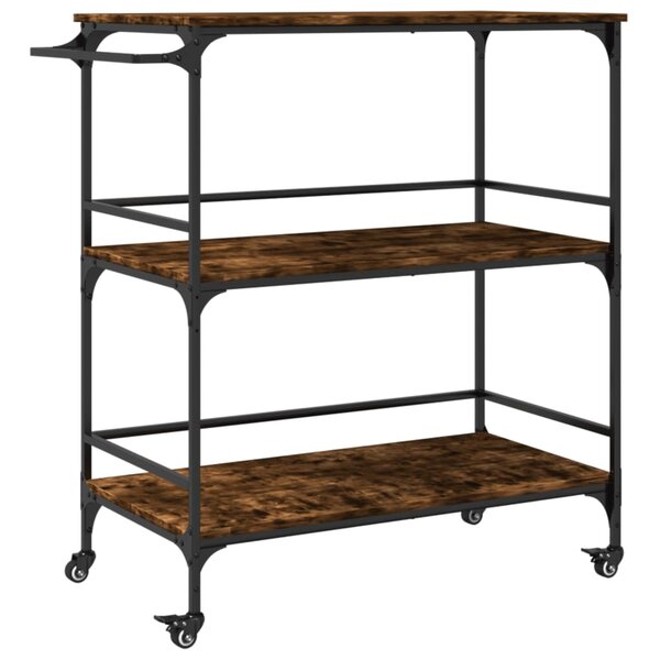 vidaXL Chariot de cuisine chêne fumé 100 5x50x105 cm bois d'ingénierie