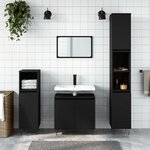 vidaXL Ensemble d'armoires salle de bain 3 Pièces noir bois d'ingénierie