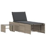 vidaXL Chaises longues lot de 2 avec table gris clair résine tressée