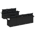 vidaXL Ensemble de canapé de jardin 8 pièces avec coussins noirs en rotin polyéthylène