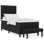 vidaXL Lit à ressort avec matelas et banc noir 90x200 cm tissu