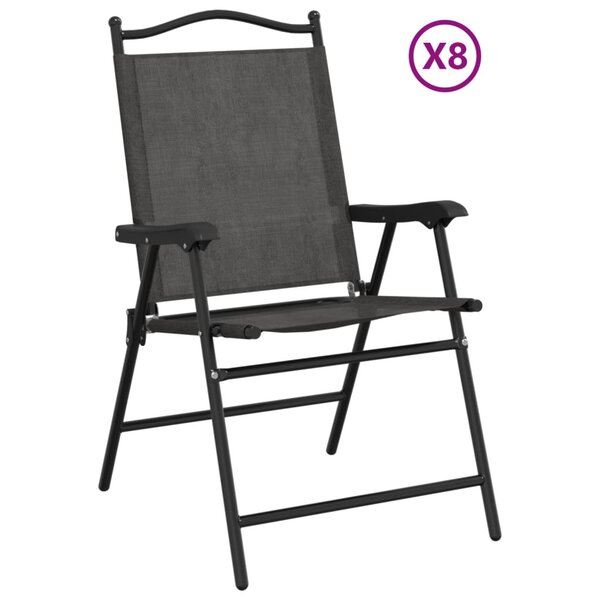 vidaXL Chaises de jardin pliables lot de 8 en acier et textilène