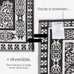 Tapis extérieur terrasse réversible - Tapis de jardin imperméable résistant UV - Motif persan - Noir - 119x186 cm - HOMESCAPES