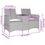 vidaXL Canapé de jardin 2 places avec table et coussins résine tressée