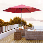 Parasol inclinable de jardin balcon terrasse manivelle toile polyester imperméabilisée haute densité 180 g/m² Ø2 7 x 2 35H m alu rouge vineux