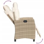vidaXL Chaise inclinable de jardin et repose-pied beige résine tressée