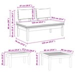 Ensemble de banc de jardin vidaXL 5 pièces avec coussins en bois massif Teck