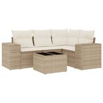vidaXL Salon de jardin avec coussins 5 Pièces beige résine tressée