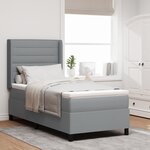 vidaXL Lit Box Spring avec Matelas & Lumière LED Gris clair 90x190 cm Tissu