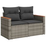 vidaXL Salon de jardin 8 Pièces avec coussins gris résine tressée