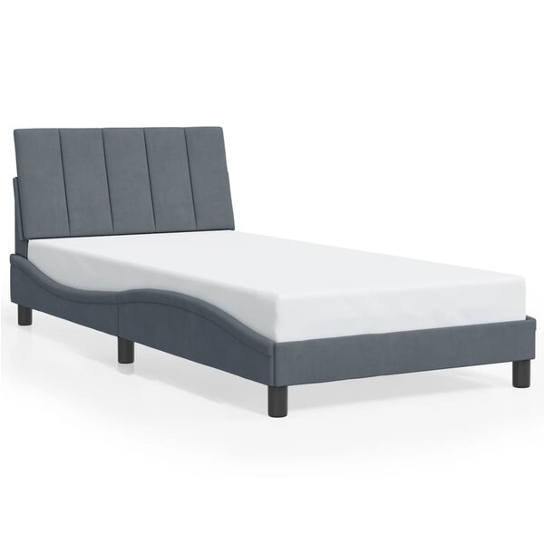 vidaXL Cadre de lit sans matelas gris foncé 100x200 cm velours