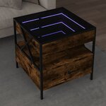 vidaXL Table basse avec LED Infinity chêne fumé 50x50x51 cm