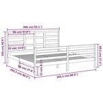 vidaXL Cadre de lit Gris Bois massif 200x200 cm