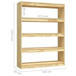 vidaXL Bibliothèque/Séparateur de pièce 100x30x135 5 cm pin massif