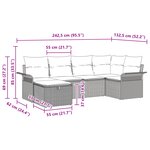 vidaXL Set de canapé de jardin 6 pièces avec coussins marron en poly rotin