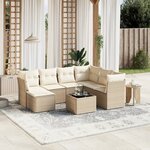 vidaXL Salon de jardin avec coussins 8 Pièces beige résine tressée