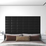vidaXL Panneaux muraux 12 Pièces Noir 30x15 cm Similicuir 0 54 m²
