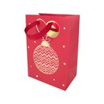 Sac cadeau noël boule or et rouge petit format - draeger paris