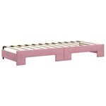 vidaXL Lit de jour avec gigogne et tiroirs rose 80x200 cm velours