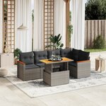 vidaXL Salon de jardin 6 Pièces avec coussins gris résine tressée