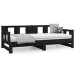vidaXL Lit coulissant sans matelas noir bois de pin massif