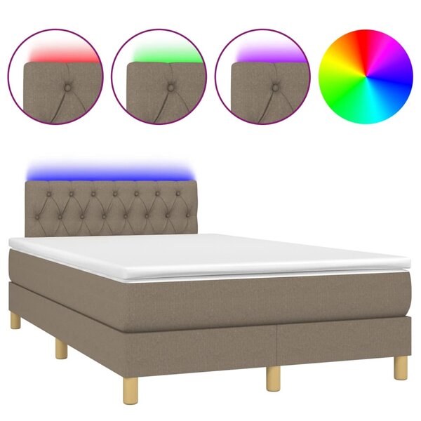 vidaXL Sommier à lattes de lit matelas et LED taupe 120x190 cm tissu