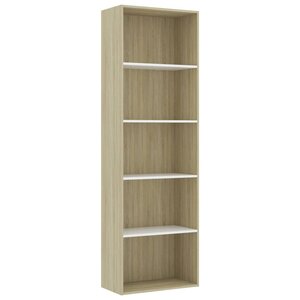 vidaXL Bibliothèque à 5 niveaux Blanc et chêne Sonoma Bois ingénierie