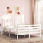vidaXL Cadre de lit avec tête de lit blanc 140x200 cm bois massif