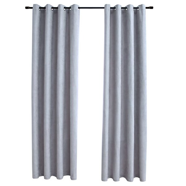 vidaXL Rideaux occultants avec anneaux en métal 2 Pièces Gris 140x245 cm